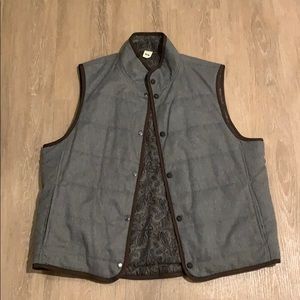 Light Vest. Charcoal gray, brown trim. Reversible.